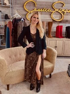 OJG Tennyson Slip Dress In Chic Leopard