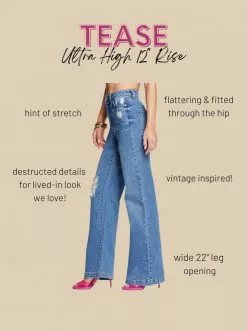 OJG Clothing Tease High Rise Wide Leg Jeans In Hawthorne