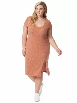 OJG Jax Knit Plus Dress In Auburn