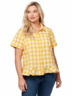OJG Nellie Top In Golden Rod Gingham Clothing