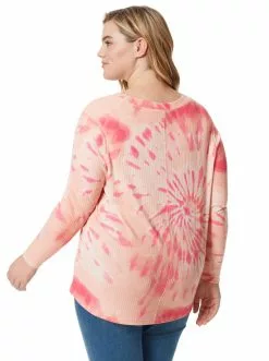OJG Melinda Top In Dusty Pink Tie Dye