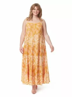 OJG New Arrivals Alanis Tier Dress In Palm Bliss