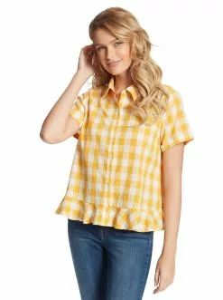 OJG Nellie Top In Golden Rod Gingham Clothing