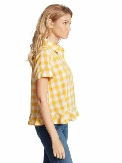 OJG Nellie Top In Golden Rod Gingham Clothing