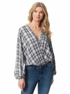 OJG Arya Bodysuit In Shadow Plaid Clothing