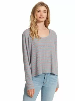 OJG Melinda Top In Light Heather Grey Clothing