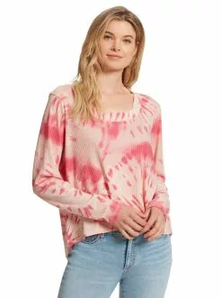 OJG Melinda Top In Dusty Pink Tie Dye
