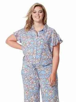 OJG Rhea Flutter Sleeve Top In Amazon Floral