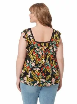 OJG Clothing Lauryn Top In Island Wildflower Black