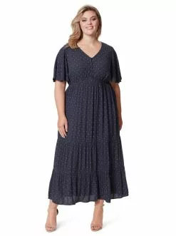OJG Clothing Naomi Dress In Charcoal Dot
