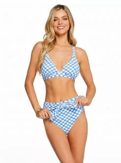 Amerex Swim Afternoon Tea Full Support Triangle Bra In Caspian Plaid