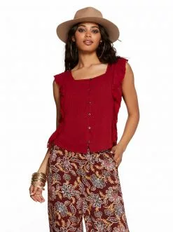 OJG Allen Top In Red Dahlia Clothing