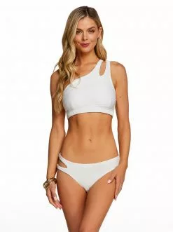 Amerex Swim Basic Solids One Shoulder Top In White