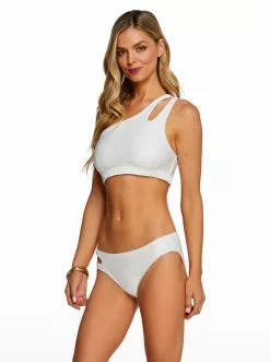 Amerex Swim Basic Solids One Shoulder Top In White