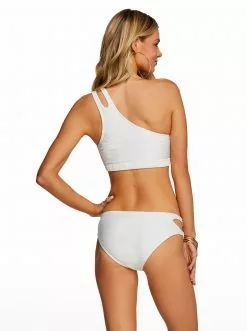 Amerex Swim Basic Solids One Shoulder Top In White