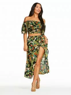 OJG Irina Skirt In Island Wildflower Black Best Sellers