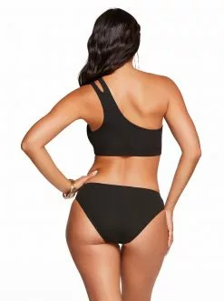 Amerex Chop & Change One Shoulder Top In Black Swim