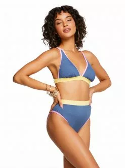 Amerex Chop & Change Full Support Triangle Bra In Navy Swim