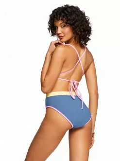 Amerex Chop & Change Full Support Triangle Bra In Navy Swim