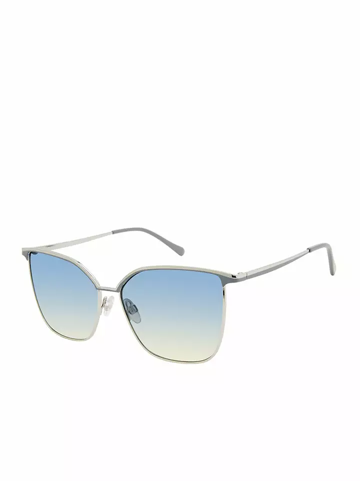 CIO Oversized Metal Cat-Eye Sunglasses In Silver & Grey 1 CIO Oversized Metal Cat-Eye Sunglasses In Silver & Grey