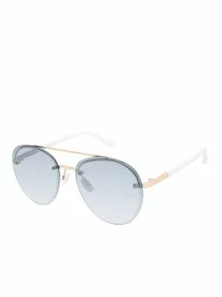 CIO Refined Rounded Aviators In Gold & White