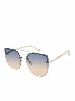 CIO Rounded Brow Bar Sunglasses In Silver & Nude Vacation Vibes