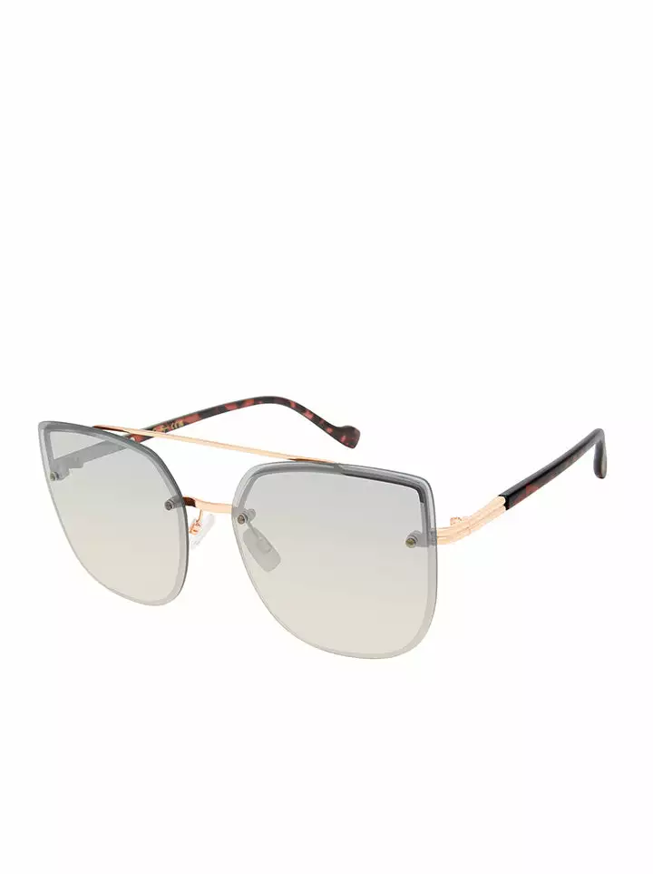 CIO Rounded Brow Bar Sunglasses In Rose Gold & Tortoise EYEWEAR 1 CIO Rounded Brow Bar Sunglasses In Rose Gold & Tortoise EYEWEAR