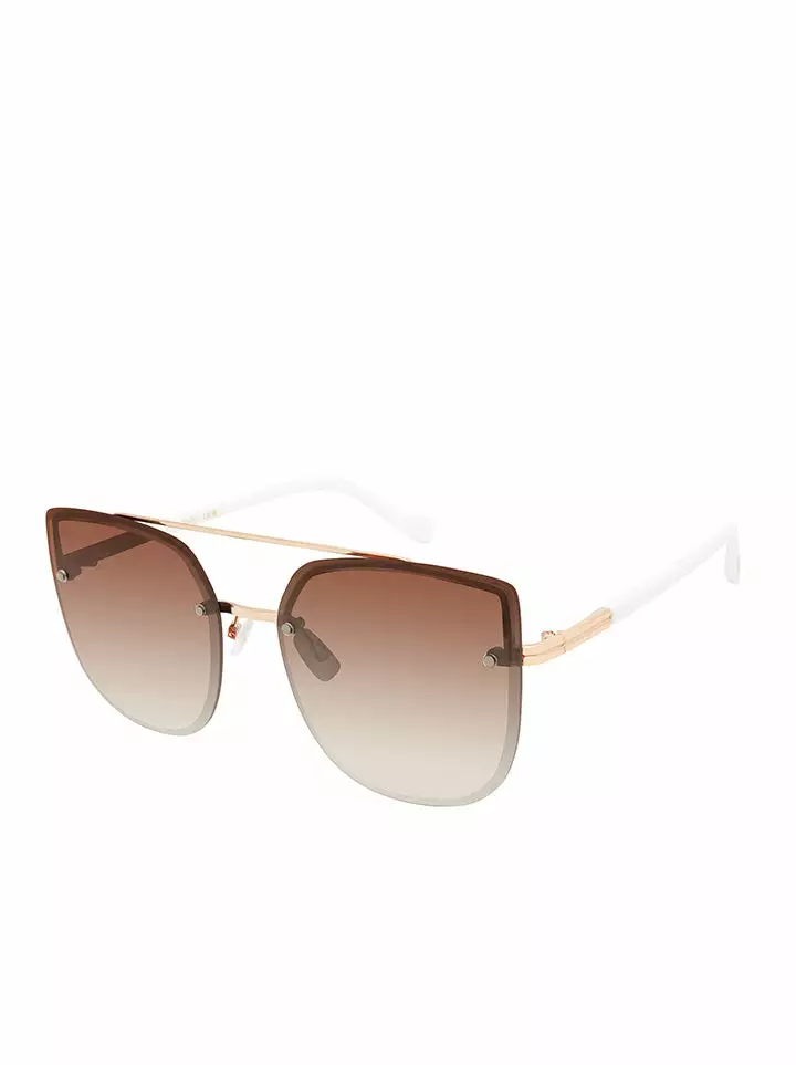CIO Rounded Brow Bar Sunglasses In Gold & White New Arrivals 1 CIO Rounded Brow Bar Sunglasses In Gold & White New Arrivals