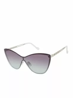 CIO Metal Shield Cat-Eye Sunglasses In Silver & White