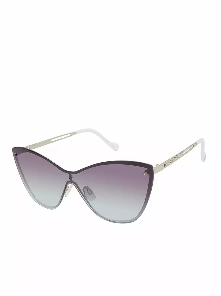 CIO Metal Shield Cat-Eye Sunglasses In Silver & White 1 CIO Metal Shield Cat-Eye Sunglasses In Silver & White