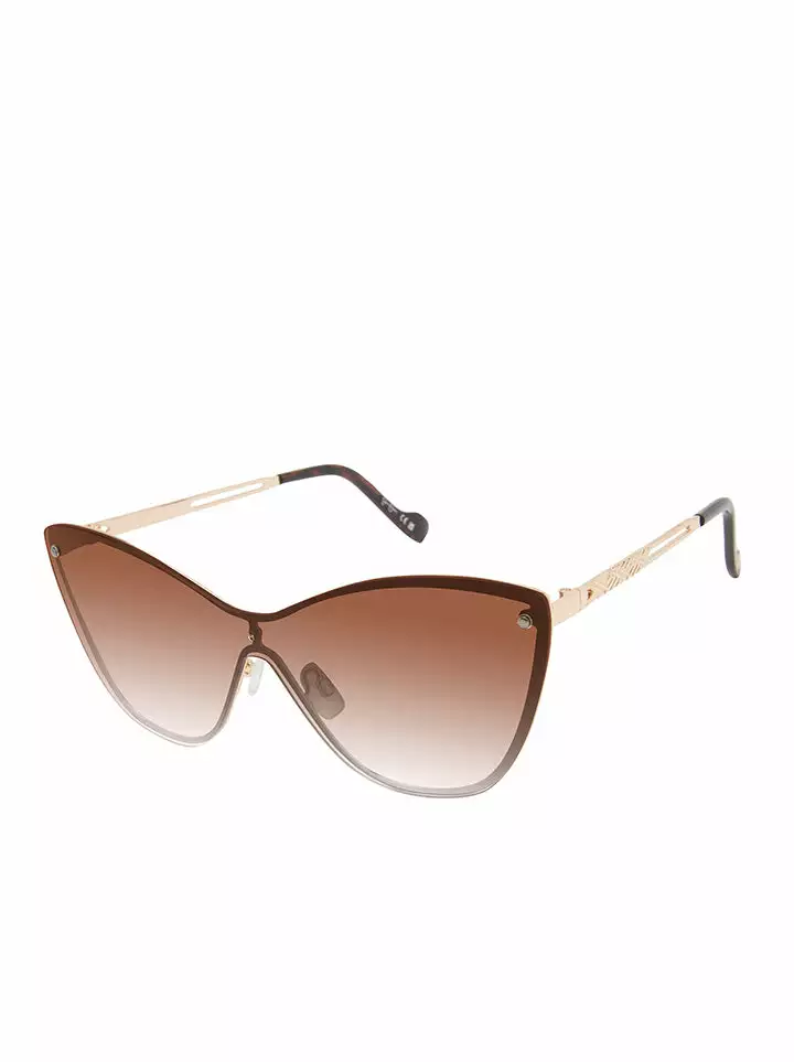 CIO Metal Shield Cat-Eye Sunglasses In Gold & Tortoise 1 CIO Metal Shield Cat-Eye Sunglasses In Gold & Tortoise