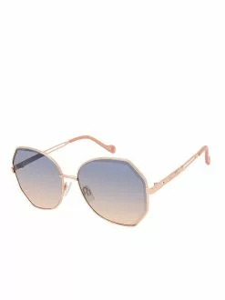 CIO Chic Metal Geometric Sunglasses In Rose Gold