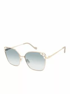 CIO Jeweled Metal Cat-Eye Sunglasses In Gold & Nude