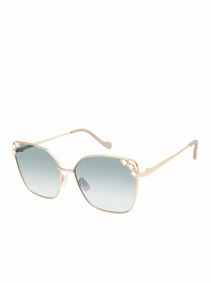 CIO Jeweled Metal Cat-Eye Sunglasses In Gold & Nude 1 CIO Jeweled Metal Cat-Eye Sunglasses In Gold & Nude