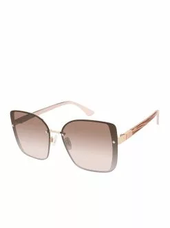 CIO EYEWEAR Oversized Metal Square With Enamel Sunglasses In Rose Gold & Rose