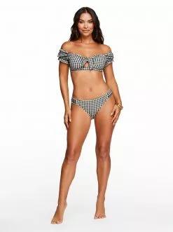 Amerex Swim Countryside Puff Sleeve Bra Top In Black