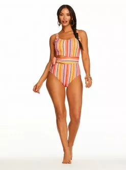 Amerex Escape To Pacific Assymetric One Piece In Femme Stripe