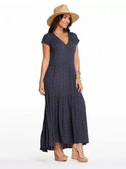 OJG Clothing Esther Maxi Dress In Charcoal Dot