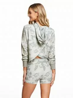 Rockfit Fisher Crop Hoodie In Thyme Ripple Tie Dye