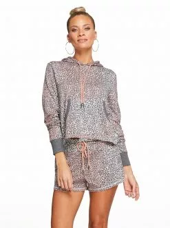 Rockfit Fisher Crop Hoodie In Rosette Mini Cheetah Ombre Clothing