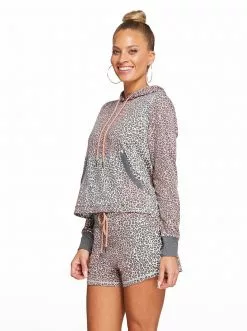 Rockfit Fisher Crop Hoodie In Rosette Mini Cheetah Ombre Clothing