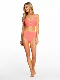 Amerex Swim Flower Power High Waisted Bottom In Mandarin