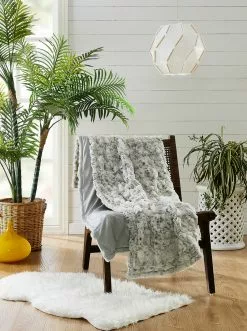 Peking Handicraft Home Ruched Throw In Grey Leopard