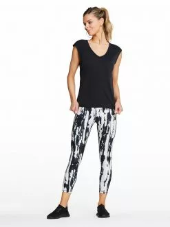 Rockfit Tummy Control Capri In White Cloudy Tie Dye