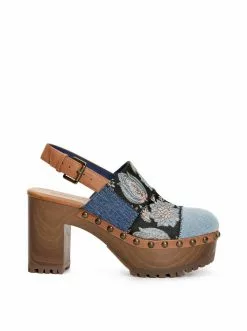 Camuto Tiarah Platform Clog In Denim Patchwork