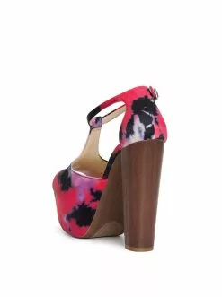 Camuto Dany T-Strap Platform Sandal In Pink Tie-Dye