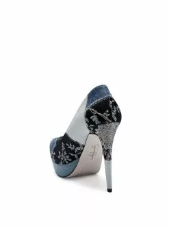 Camuto Rinah Platform Pump In Denim Patchwork