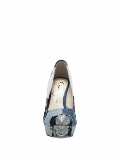 Camuto Rinah Platform Pump In Denim Patchwork