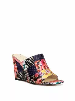 Camuto Shoes Aishia Wedge Slide In Patchwork Multi