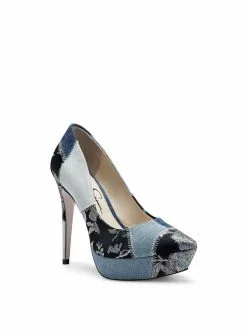 Camuto Rinah Platform Pump In Denim Patchwork